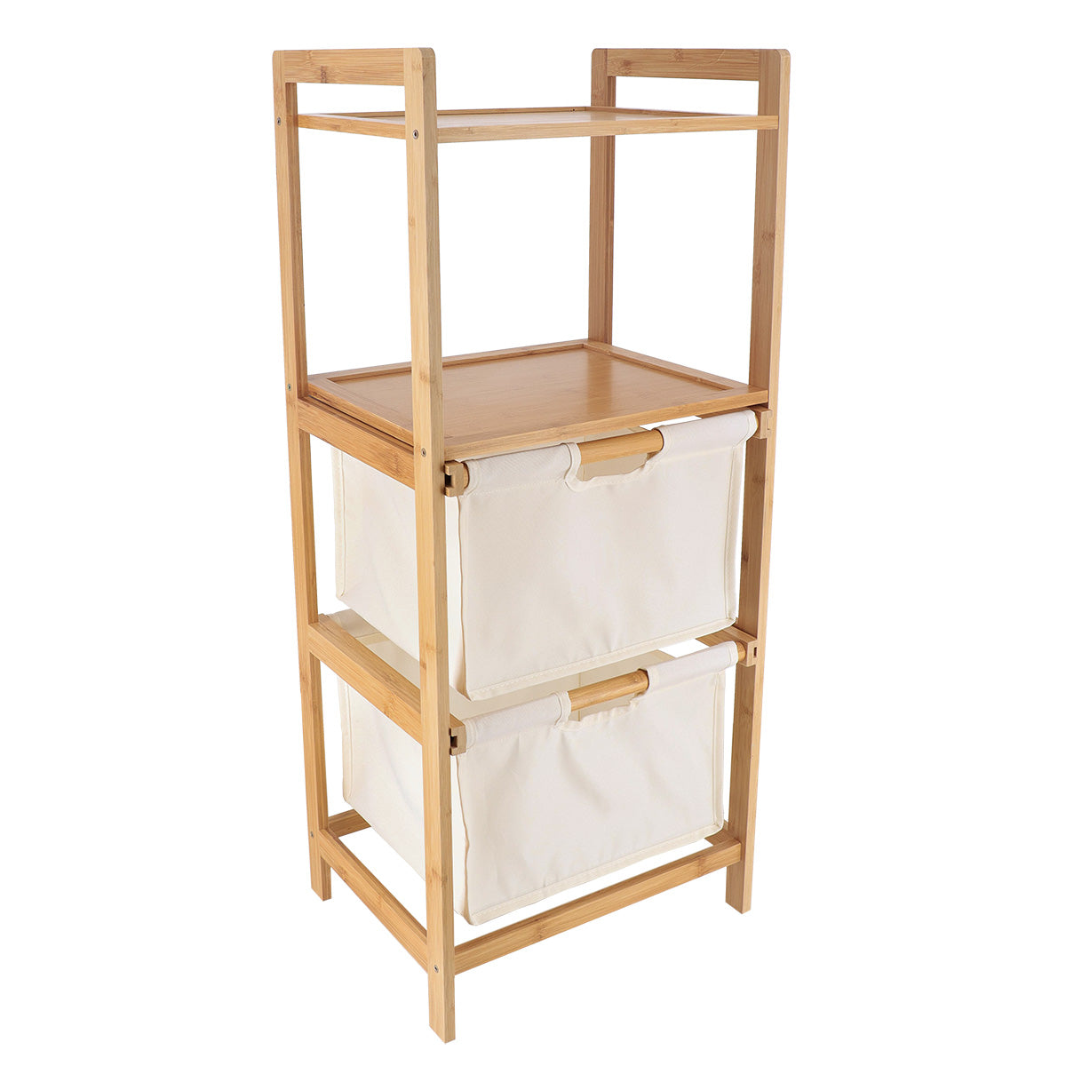 Natural Bamboo Storage Shelf with 2 Polyester Baskets