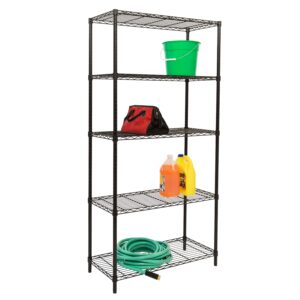 5-Tier Heavy-Duty Shelving Unit with 350-lb Shelf Capacity - Black