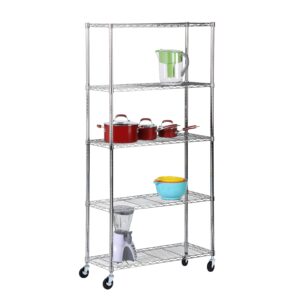 Rolling Heavy-Duty Adjustable Shelving Unit - Chrome