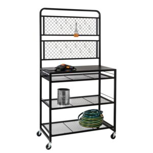 Steel Garage Storage Workstation with Power Outlets - Black