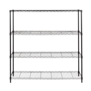 4-Tier Slim Profile Wide Shelving Unit - Black