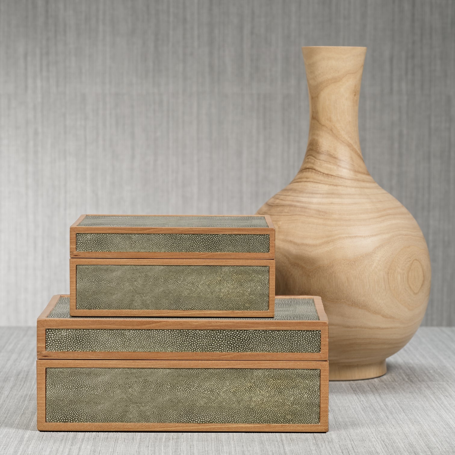 Wood & Shagreen Leather Storage Box - Image 2