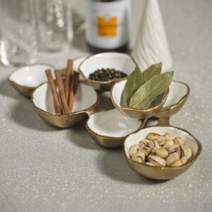 Gold & White Eight Bowl Serving Tray