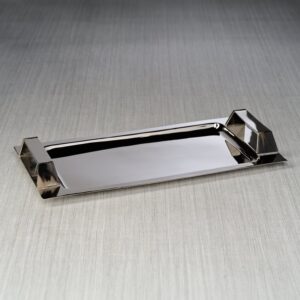 Polished Nickel Rectangular Bar Tray with Horn Trim