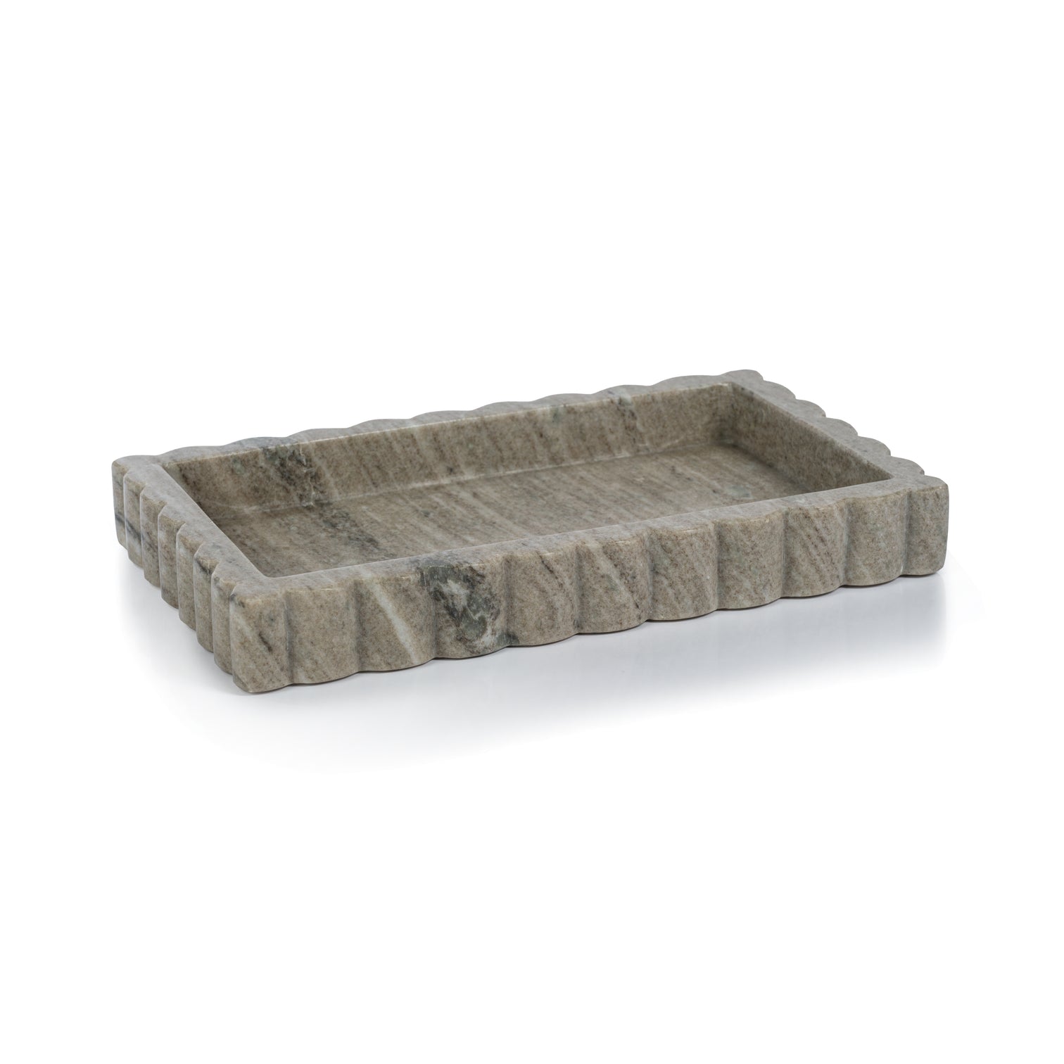 Large Intricate Scallop Marble Tray - Image 2