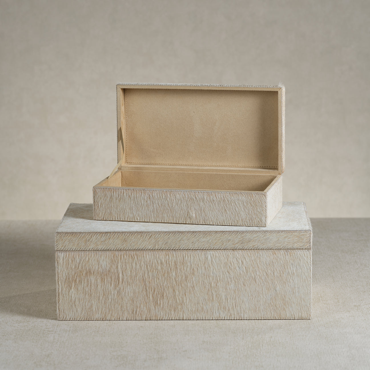 Tan Hair-On Hide Leather Storage Box - Image 4