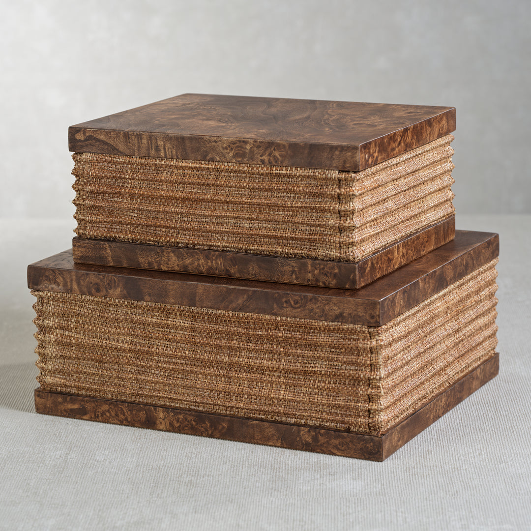 Burlwood & Raffia Storage Box - Image 2