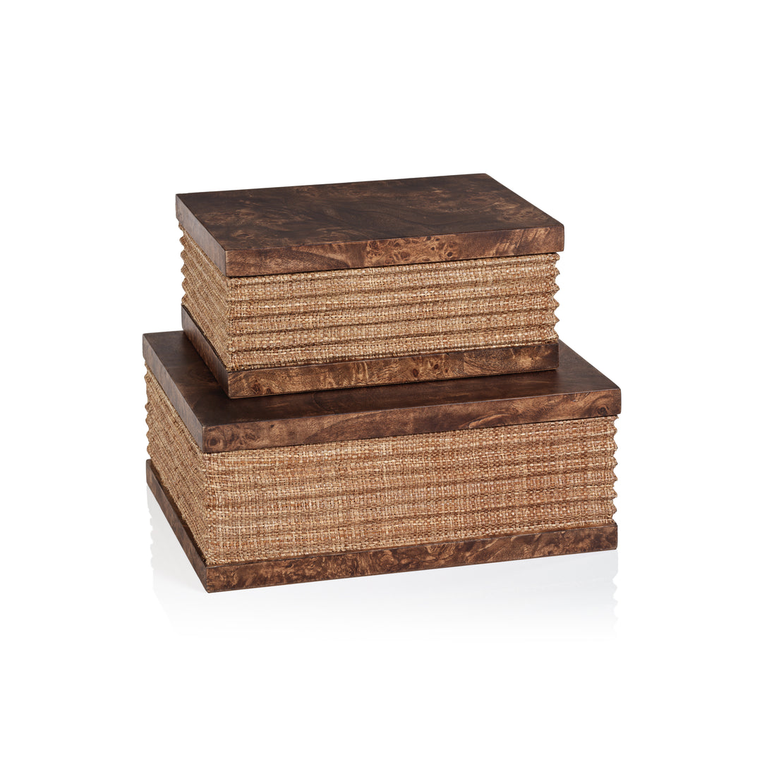 Burlwood & Raffia Storage Box - Image 3