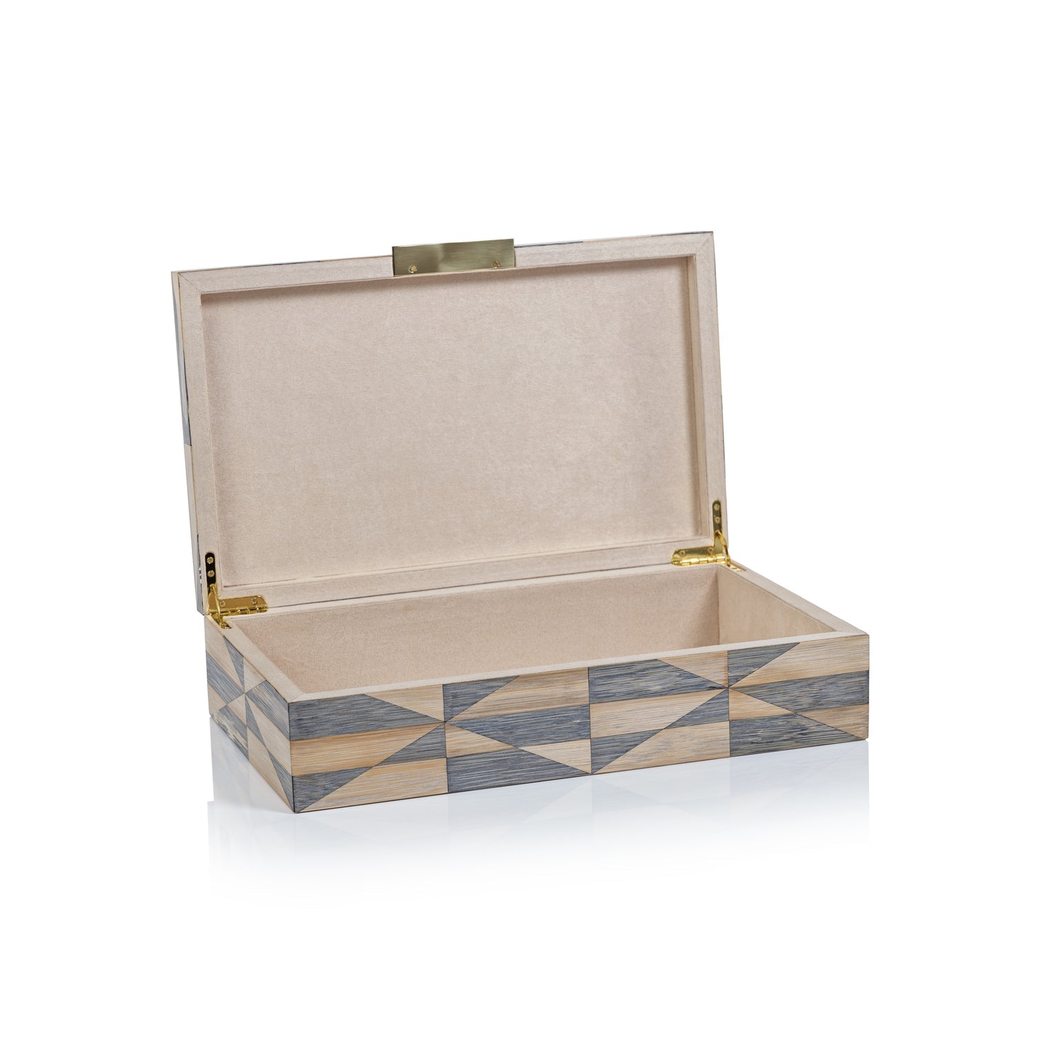 Storage Box with Brass Trim & Ultra Suede Interior - Image 3