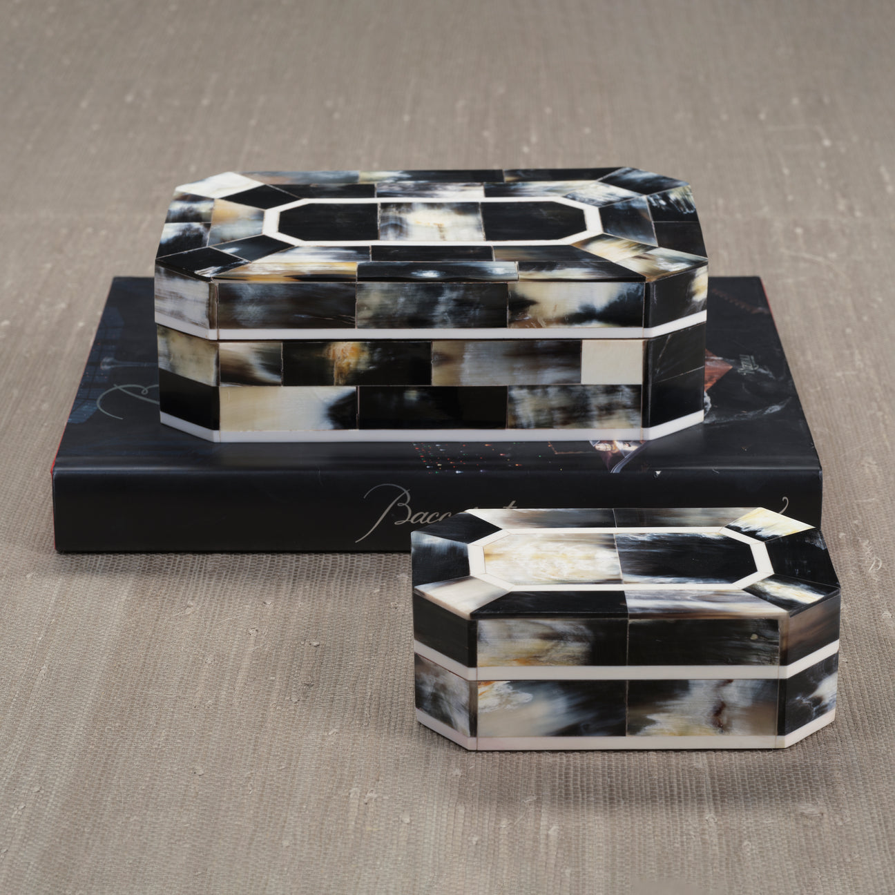 Black Horn with Ivory Trim Storage Box - Image 2