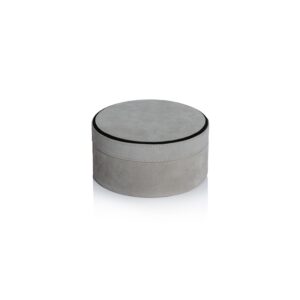 Suede Leather Round Storage Box