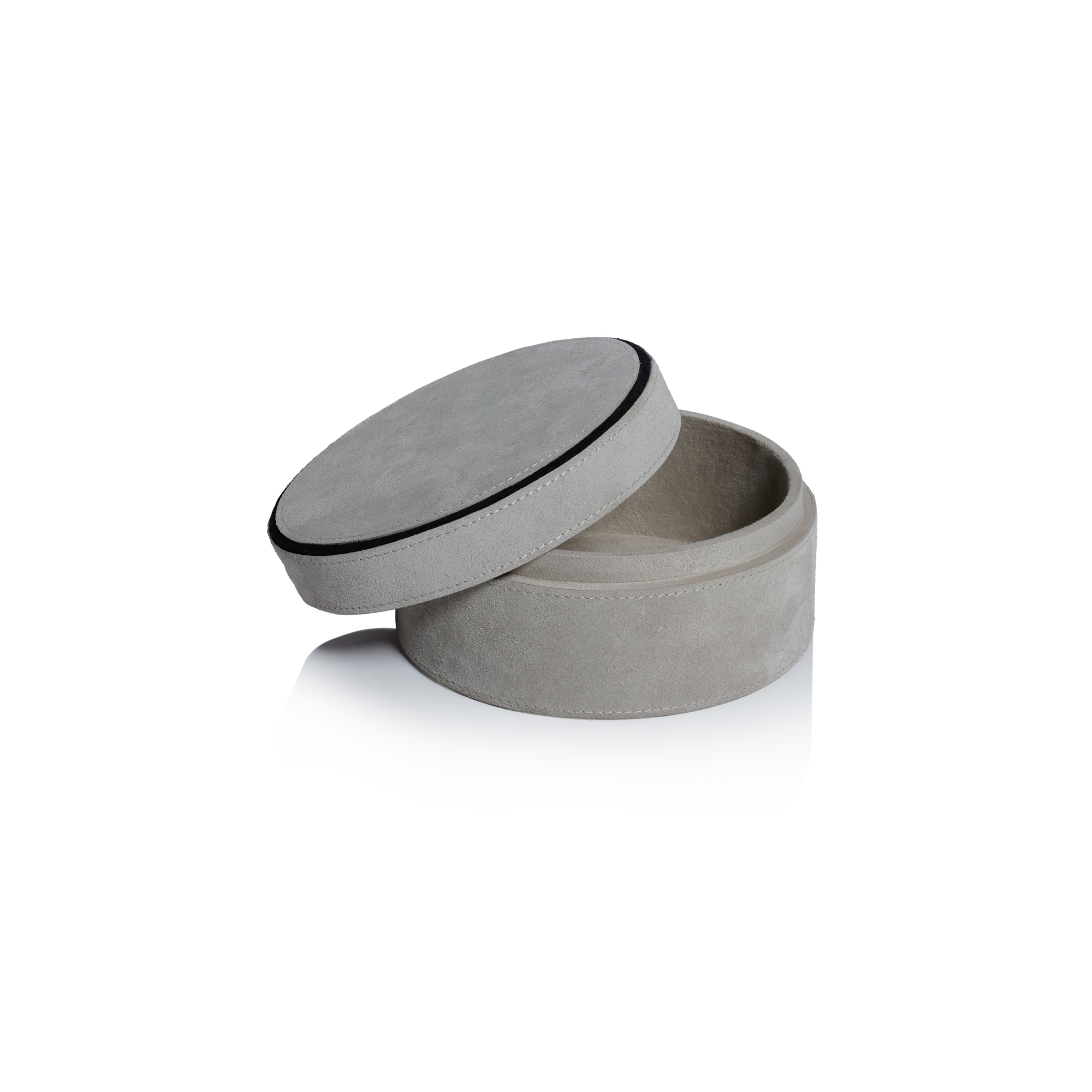 Suede Leather Round Storage Box - Image 3
