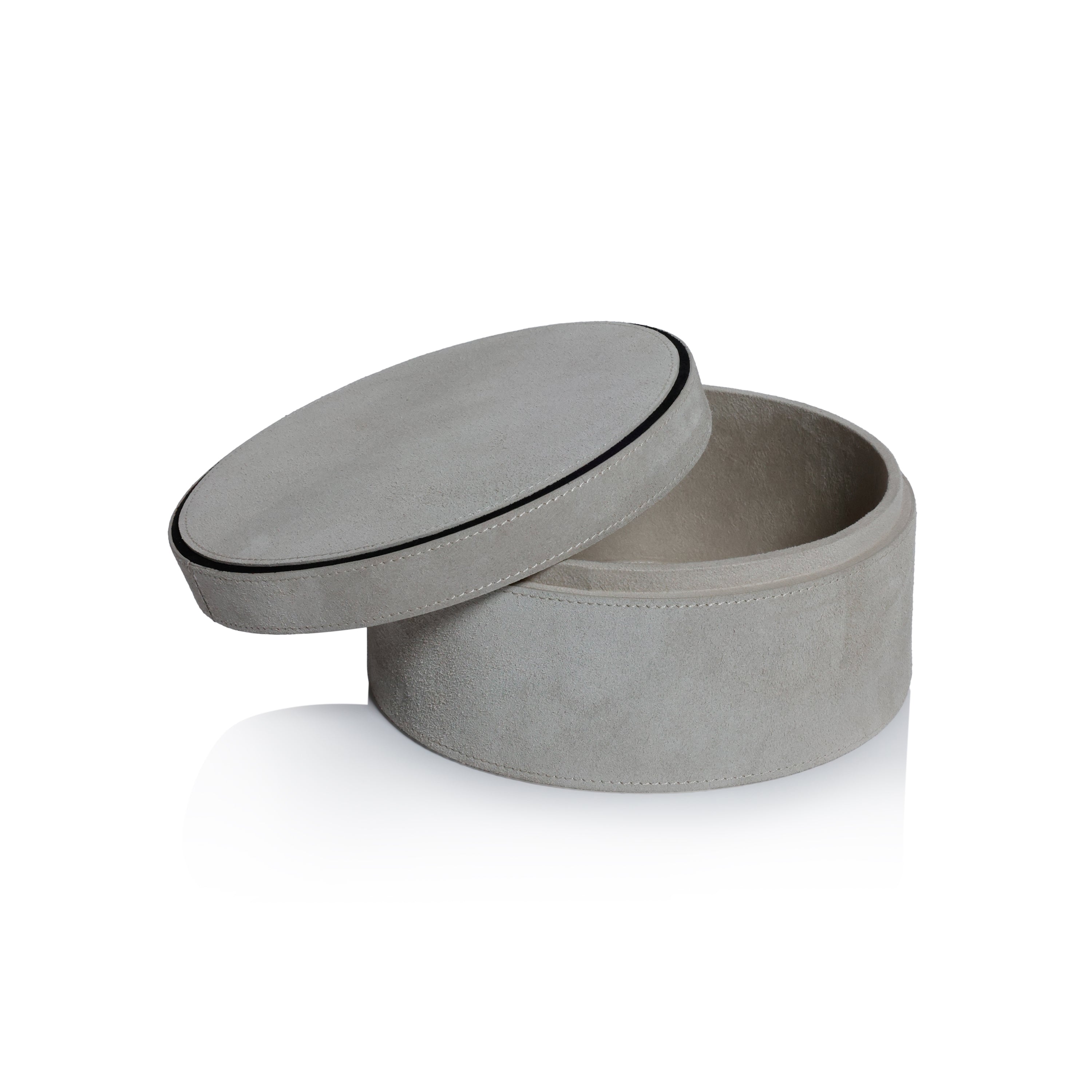 Suede Leather Round Storage Box - Image 6