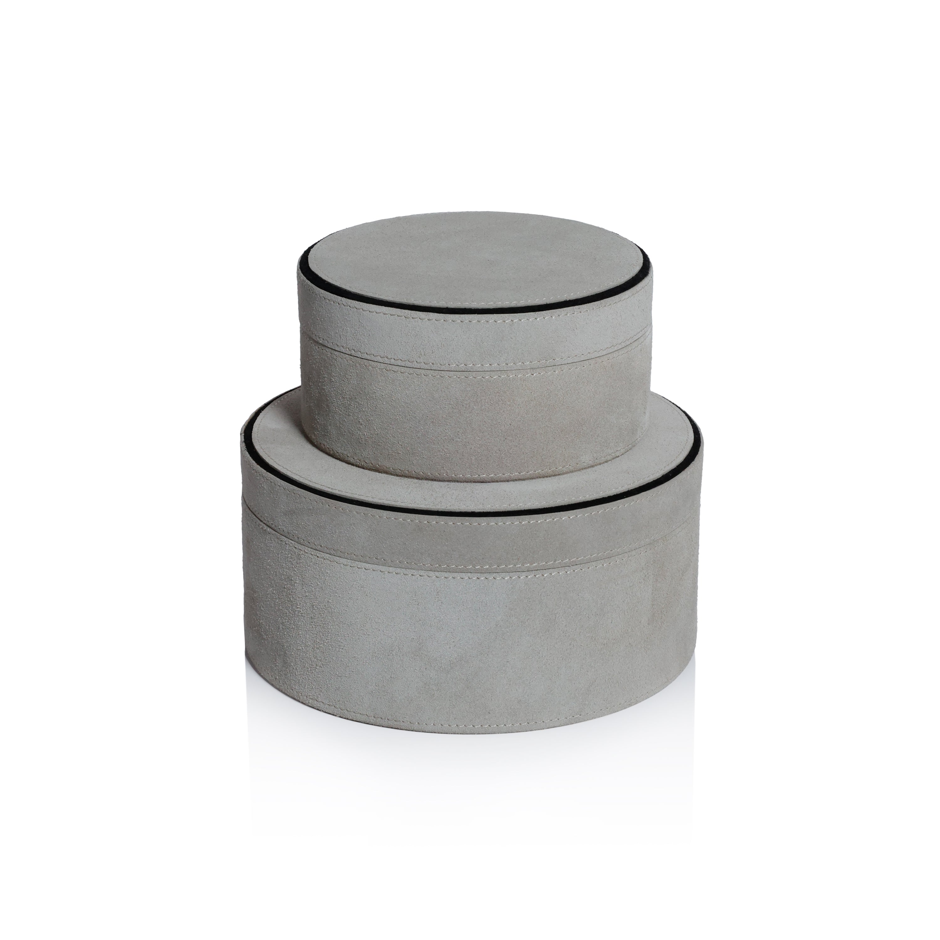 Suede Leather Round Storage Box - Image 7
