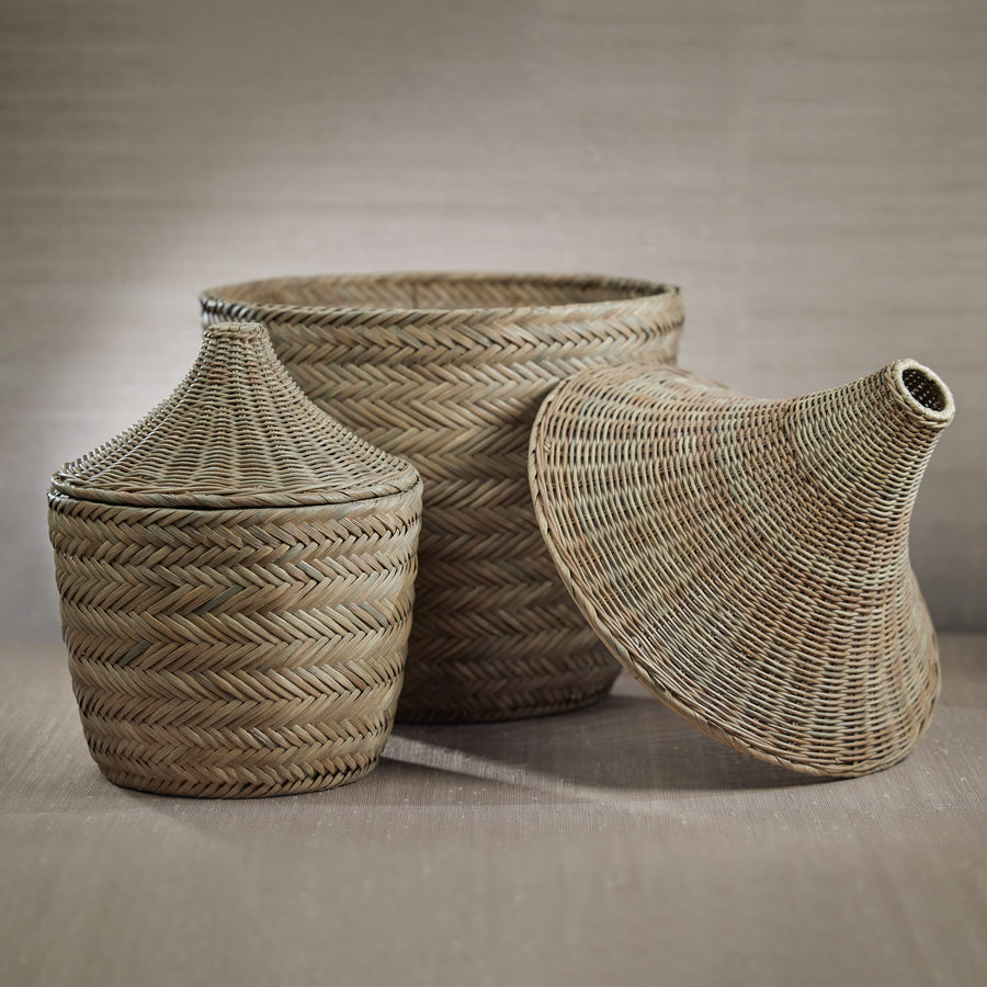 Set of 2 Rattan Storage Baskets