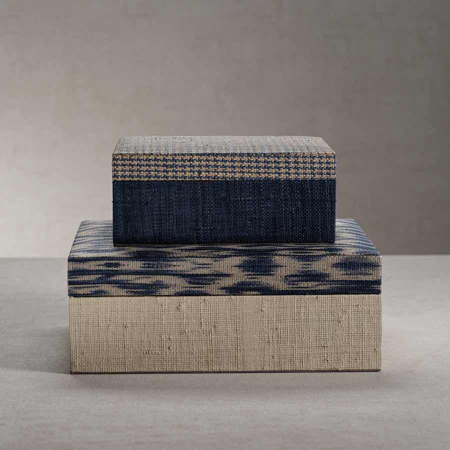Blue & Natural Raffia Storage Box - Image 2