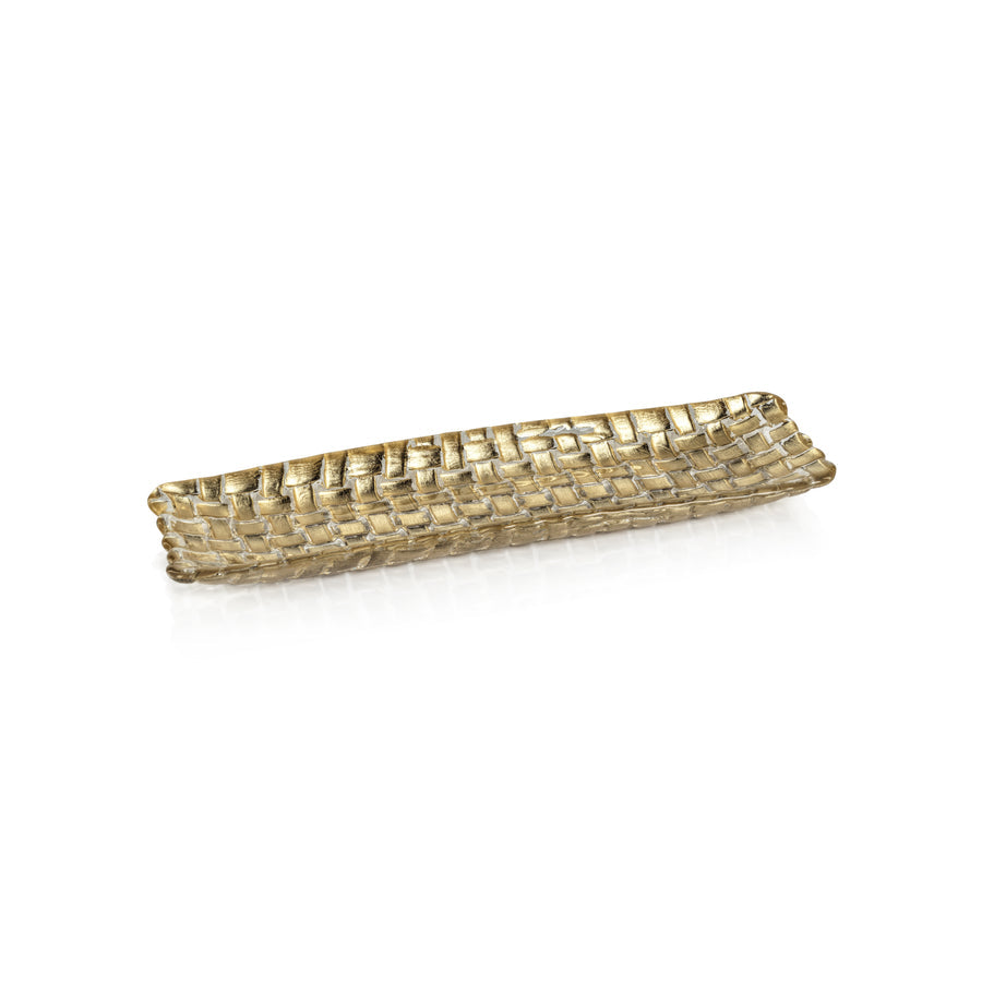 Gold Braided Rectangular Glass Serving Plate - Image 2