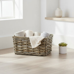 Rectangular Grey Rattan Pantry Basket Large