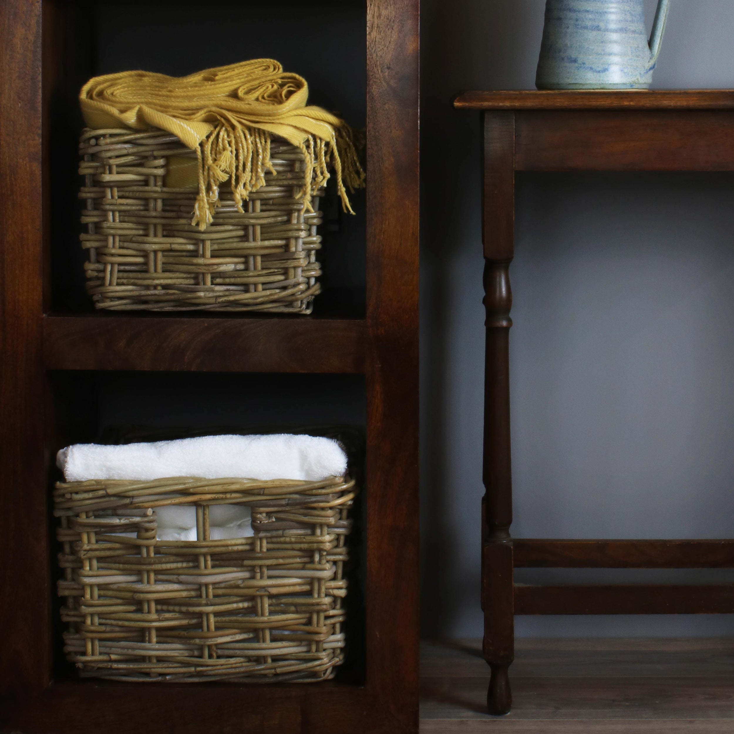 Rectangular Grey Rattan Pantry Basket Large - Image 2