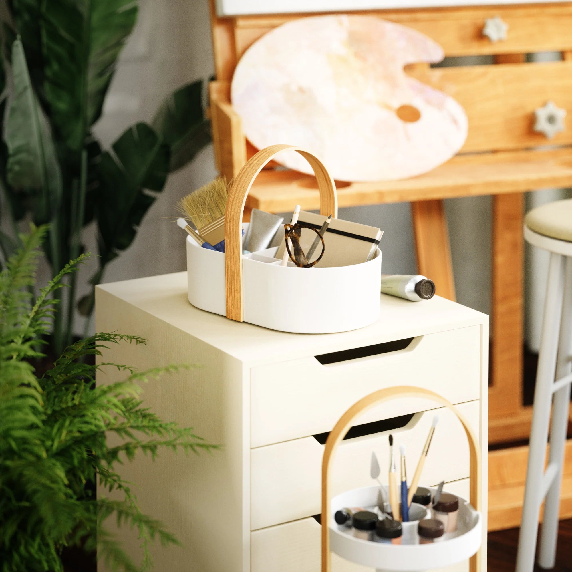 Wood-Accent Countertop Storage Caddy - Image 3